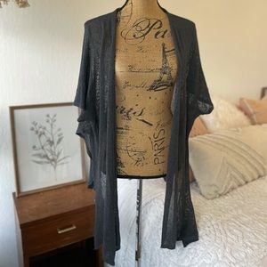 M RENA knit woven open cardi kimono cover up